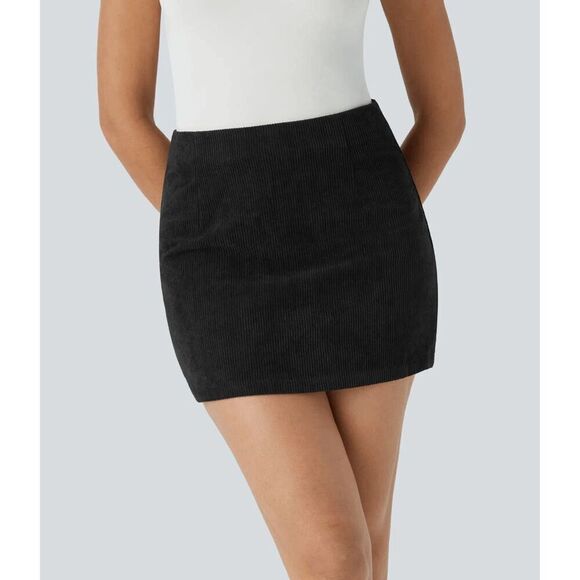 NWT Size Med Halara High Waisted Invisible Zipper 2-in-1 A Line Mini Corduroy Ca - Picture 1 of 2